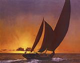 Diane Romanello Sails in the Sunset painting